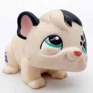 Littlest Pet Shop Beige Dog Puppy Mini Figure Green Eyes Hasbro LPS Toy